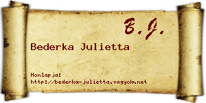 Bederka Julietta névjegykártya